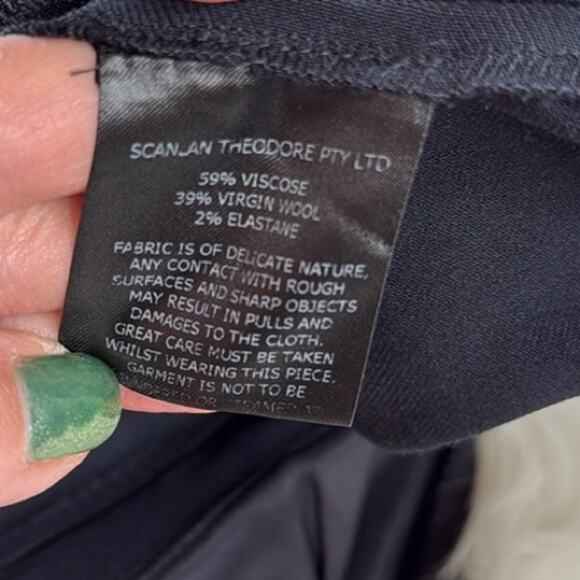 Scanlan Theodore Navy Slim Wool Blend Trousers - Picture 7 of 8